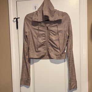 ✨Ruched Crop Workout Hoodie